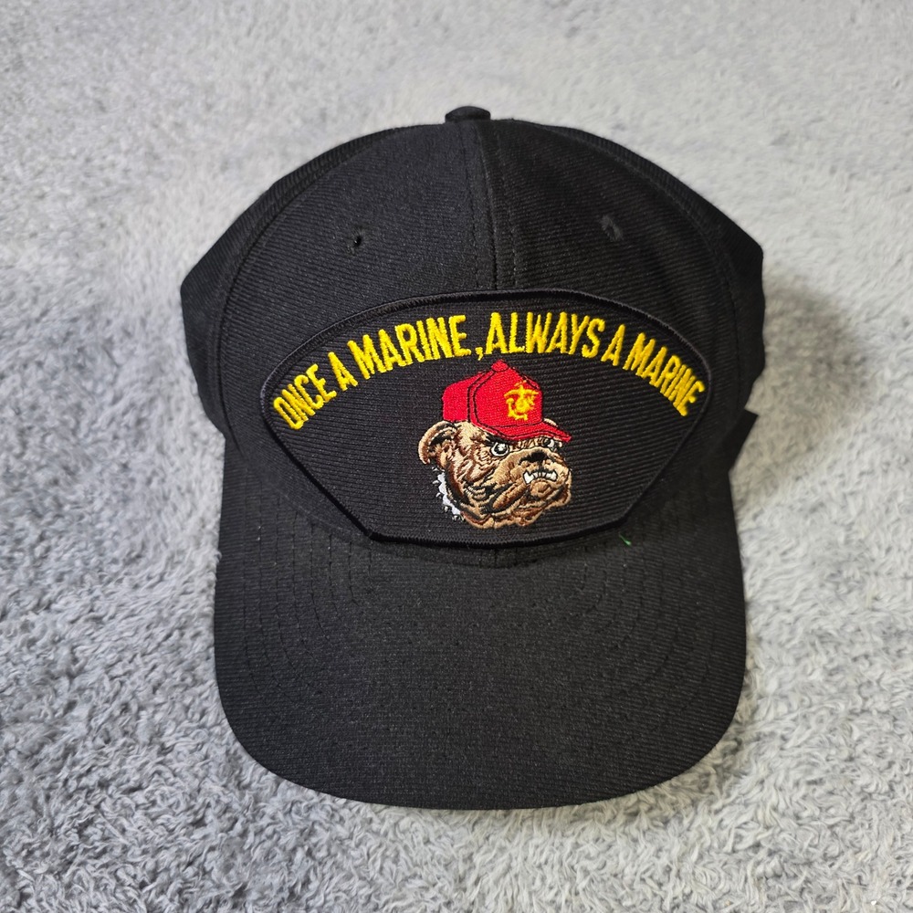 Eagle Crest OSFA Snapback Hat Black USMC Bulldog Once A Marine Always A Marine